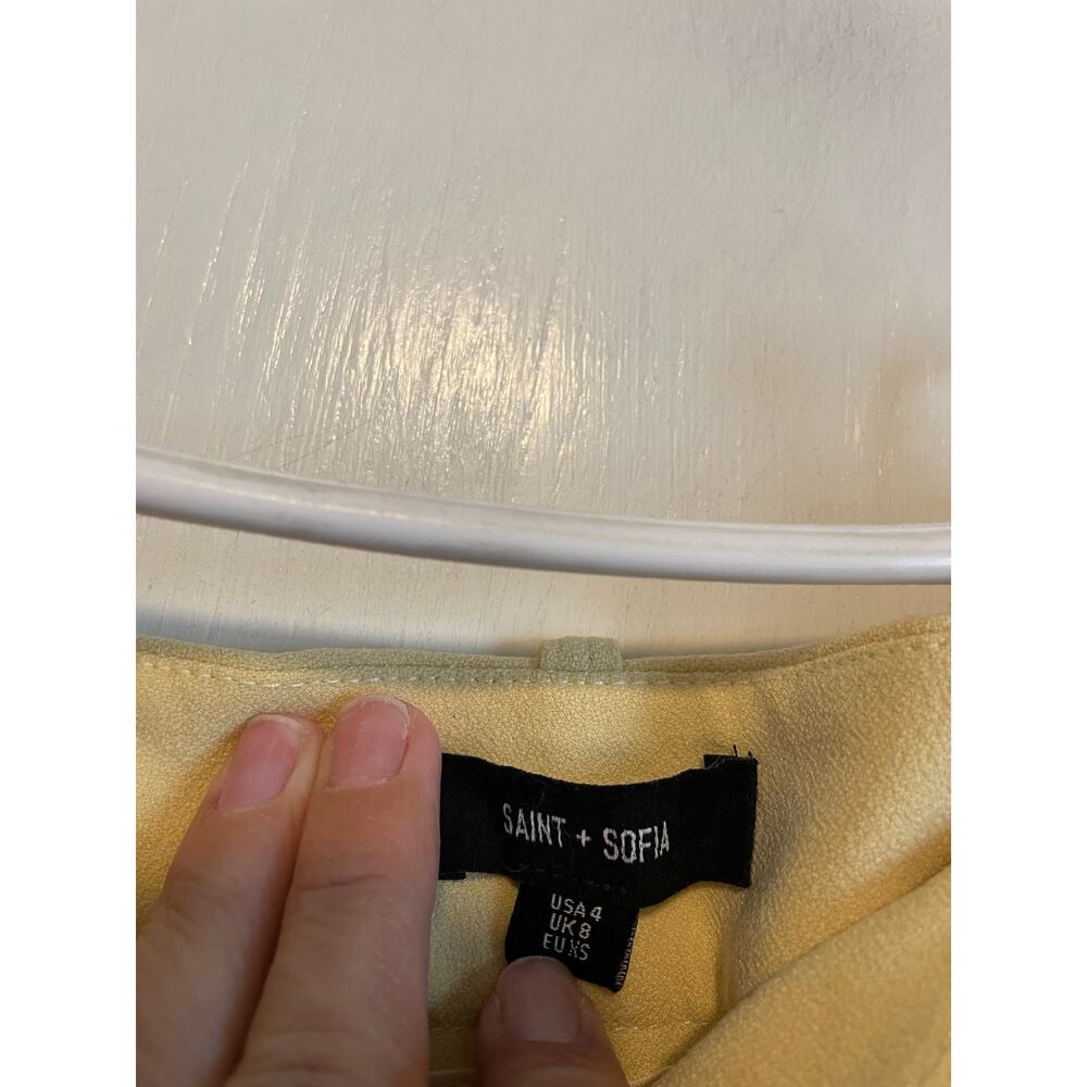 Saint + Sofia Cambridge Tailored Wide Leg High Waisted Pants Yellow Pockets 4 - Picture 7 of 9